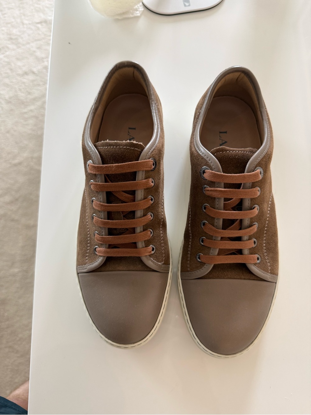 Lanvin DBB1 Brown / Greige size 7 Suede Leather Men's Sneakers